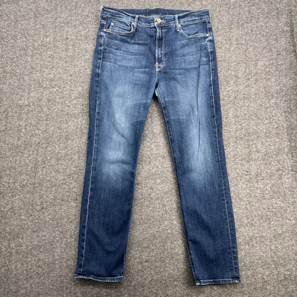 Mother The Mid Rise Dazzler Ankle Jeans On The Edge Blue Straight Leg Size 29 - Picture 2 of 16